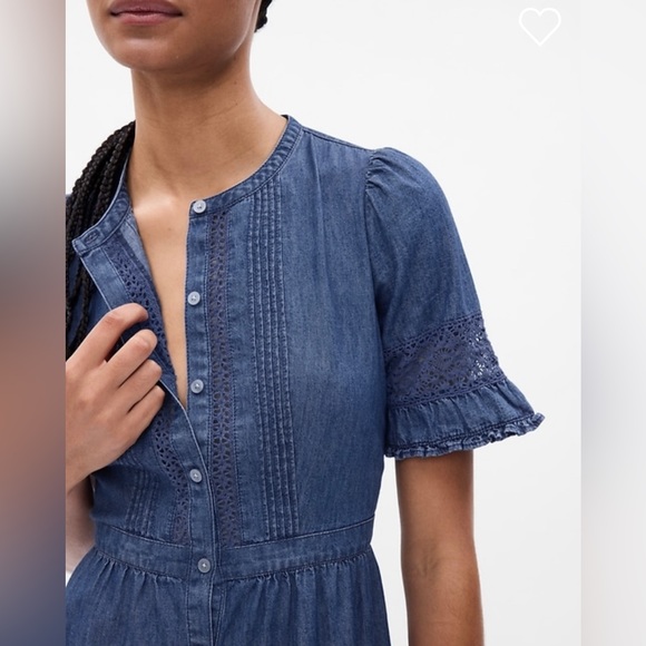 gap x loveshackfancy denim tiered midi dress with washwell - Picture 4 of 5